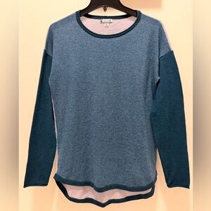 Smartwool Women's Shadow Pine Colorblock Sweater in Mist Blue Size M